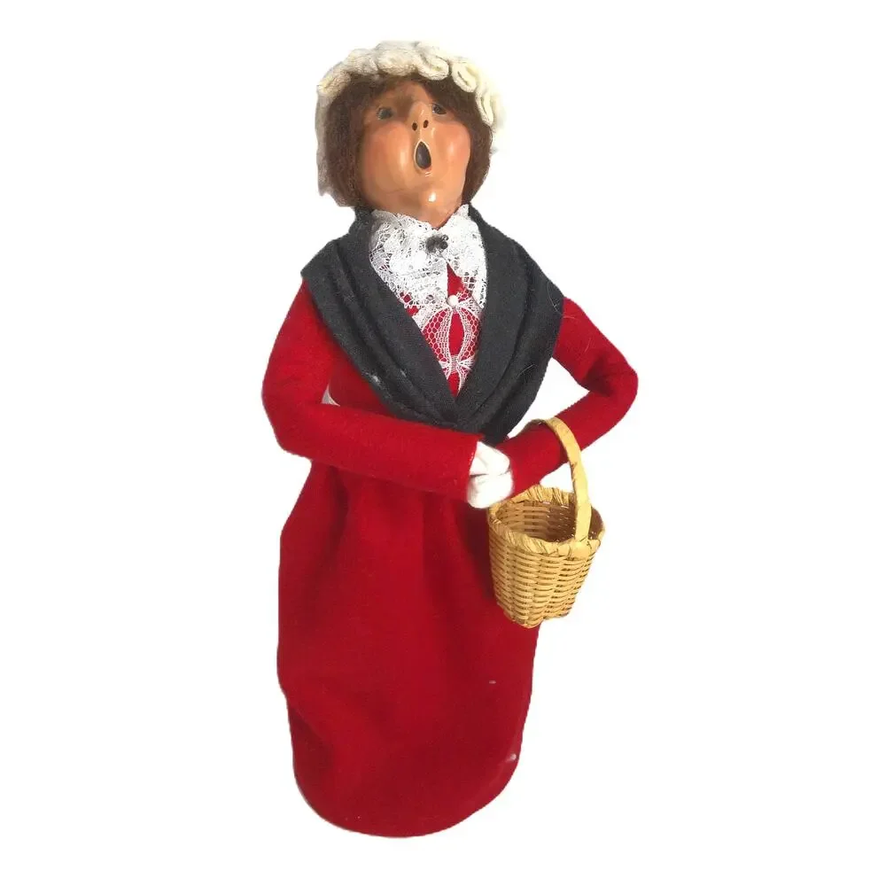 Vintage Byers' Choice Christmas Caroler Figurine Woman in Red with Basket